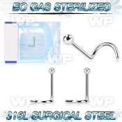gu34 presterilized steel nose screw 20g 2mm ball top