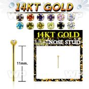 gyczm1b 14kt gold nose bend it nose stud, 20g w 1.5mm round cz