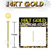 gysrd1 14kt gold bend it nose screw, 22g w 1mm round flat top