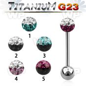 h44dasw g23 titanium tongue bar 1 6mm 5mm ball ferido glue cryst tongue piercing