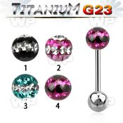 h44day1 g23 titanium tongue bar 1 6mm 6mm ball ferido glue cryst tongue piercing