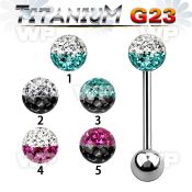 h44dayw g23 titanium tongue bar 1 6mm 6mm ball ferido glue cryst tongue piercing