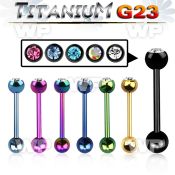 h44r6 g23 titanium tongue bar 1 6mm 6mm bezel jewel ball top tongue piercing