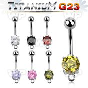 h4u6gx g23 titanium belly ring 8mm prong set cz stone small hoo belly piercing