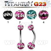 h4uda31 g23 titanium belly ring 5mm 6mm ferido glued multi crys belly piercing