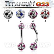 h4uda37 g23 titanium belly ring 5 6mm multi crystal ferido glued belly piercing