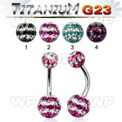 h4udai1 g23 titanium belly ring 5 8mm multi crystal ferido glued belly piercing