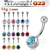 h4ue6i g23 titanium belly ring w 8mm press fit jewel ball an belly piercing