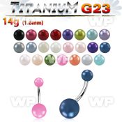 h4uma g23 titanium belly ring 5 8mm faux pearl ball belly piercing