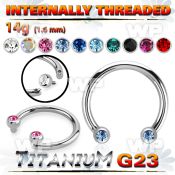 h64c48x titanium horseshoe circular bar facing crystal balls