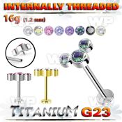 hb48u9 titanium internal threaded labret 3 color cz