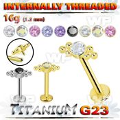 hb48uke titanium labret six balls cluster bezel cz internal
