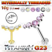 hb48ut titanium internal threaded labret 5 color cz