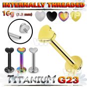 hb48uz titanium internal threaded labret 3mm heart