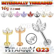 hb48uzp titanium labret stud leaf top marquise cz internal