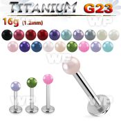 hbmaz g23 titanium labret stud 1 2mm 3mm faux pearl ball lower lip piercing