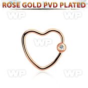 hccrtt16 rose gold steel heart shaped ball closure ring crystal
