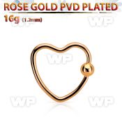 hcrtt16 rose gold steel heart shaped ball closure ring 3mm ball