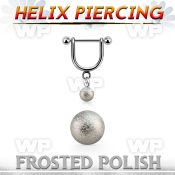 heufo5s steel helix stirrup w dangling 5mm frosted steel ball