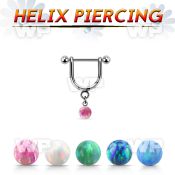 heuop4s steel helix stirrup w 3mm balls dangling 4mm opal ball
