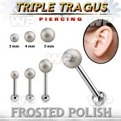 hexifo steel triple tragus piercing w upper 3 5mm frosted ball