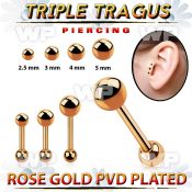 hexttab rose gold steel triple tragus piercing w 2.5  5mm ball