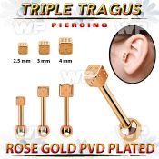 hexttfd rose gold triple tragus piercing w 3 5mm frosted dice