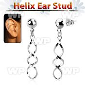 hexvd31 925 silver helix earstud w a coil shaped dangling