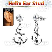 hexzd18 925 silver helix earstud w cz a anchor with rope