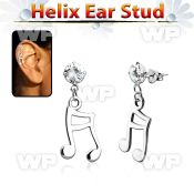 hexzd20 925 silver helix earstud w cz a melody sign dangling