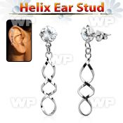 hexzd31 925 silver helix earstud w cz a coil shaped dangling