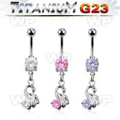 hj61gzls g23 titanium belly ring dangling swancz stone length belly piercing