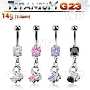 hj61gzls g23 titanium belly ring dangling swancz stone length belly piercing