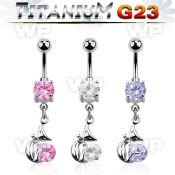 hj61gzlt g23 titanium belly ring dangling lady cat designcz ston belly piercing