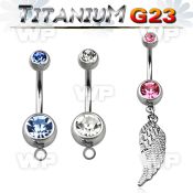 hj61s9z g23 titanium belly ring dangling bird wing design lengt belly piercing