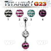 hj61yky1 g23 titanium belly ring dangling 8mm ball ferido glue belly piercing