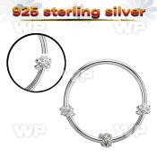 hr27 silver seamless nose hoop w triple twisted wire design