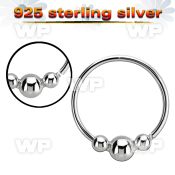 hr28 silver seamless nose hoop w 3mm ball between small balls