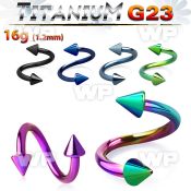 hr3mwu ion plated g23 titanium eyebrow spiral 1 2mm 3mm cones eyebrow piercing