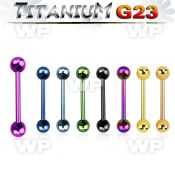 hr443 ion plated g23 titanium tongue bar 1 6mm 5mm ball nipple piercing