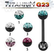 hr44dasw ion plated g23 titanium tongue bar 1 6mm 5mm ball ferido tongue piercing