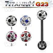 hr44day7 ion plated g23 titanium tongue bar 1 6mm 6mm ball ferido tongue piercing