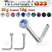 hub64 high polished titanium g23 nose pin 2mm round crystal