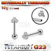 hxw8ue0 titanium internal threaded barbell triple balls