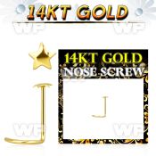i33r 14kt gold nose screw spiral 0 6mm 2mm star shaped top nose piercing