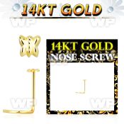 i34r 14kt gold nose screw2 5mm gold butterfly shaped tops nose piercing