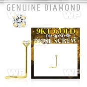 i36149 9kt gold nose screwprong set 1 5mm round real diamond 