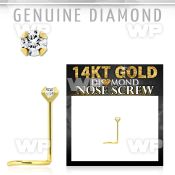 i3614k genuine diamond 14k gold nose screw 2mm prong set round diamond