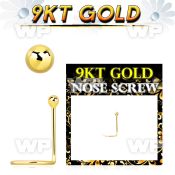 i3649 9kt gold nose screw1 5mm plain gold ball shaped tops nose piercing
