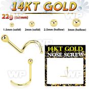 i364e 14kt gold nose screw 1 5mm ball shaped top nose piercing
